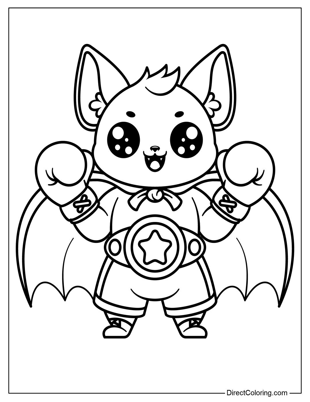 Bat Playing Boxing Coloring Sheet